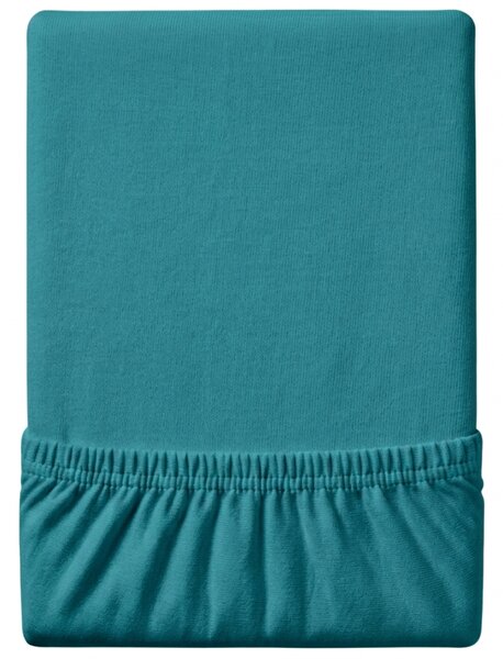 Cearsaf Jersey EXCLUSIVE cu elastic turcoaz 160 x 200 cm