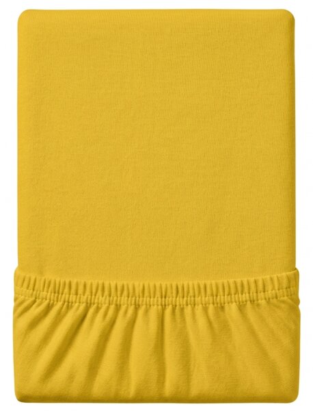 Cearsaf Jersey EXCLUSIVE cu elastic galben mustar 90 x 200 cm