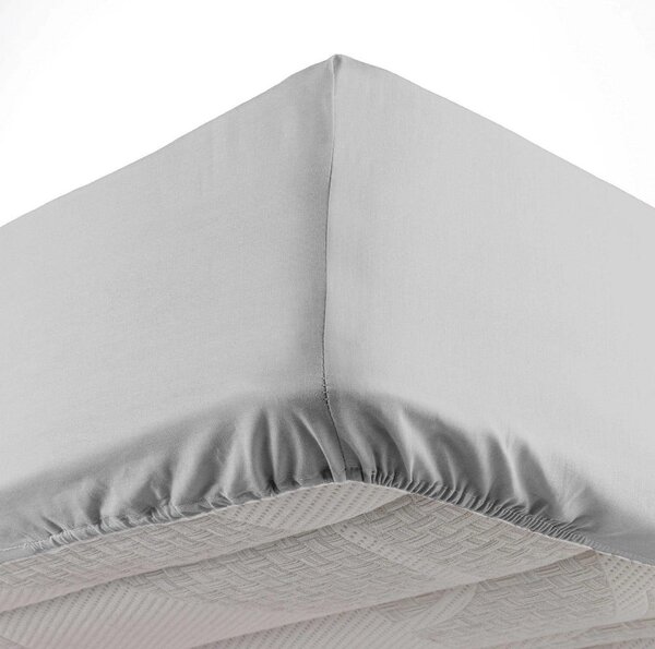 Cearceaf gri deschis din microfibră cu elastic 90x190 cm Oscar – douceur d'intérieur