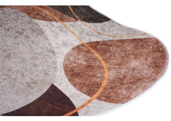 Covor maro-crem lavabil 60x100 cm Oval – Vitaus
