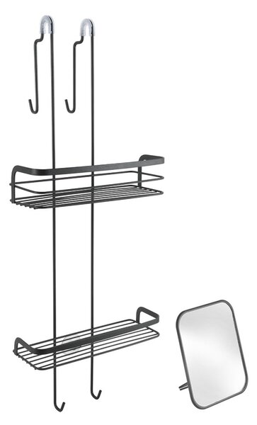 Raft pentru baie negru mat suspendat din oțel Lava – Metaltex