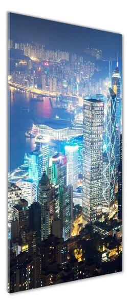 Tablou Printat Pe Sticlă Hong Kong pe timp de noapte