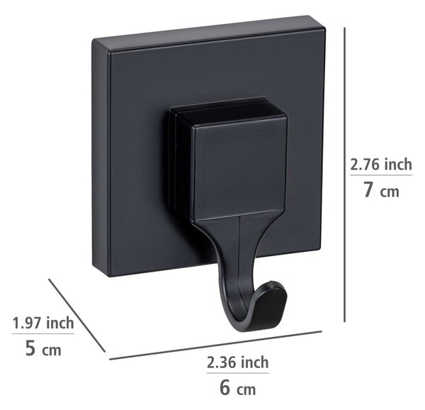 Cârlige negre 2 buc. autoadezive din plastic Quadro – Wenko