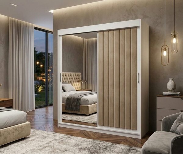 Set dormitor Cairo Bej cu dulap tapitat Cairo 150 cm Bej