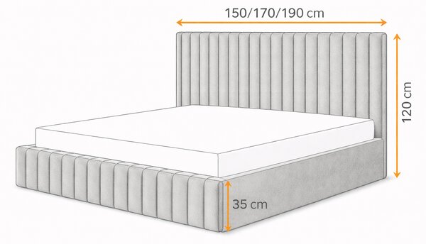 Set dormitor Cairo Negru cu dulap tapitat Cairo 150 cm Negru
