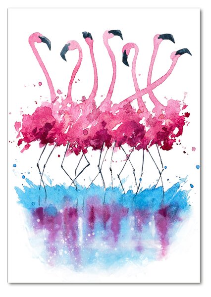 Tablou pe pe sticlă Flamingos