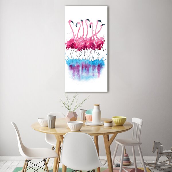 Tablou pe pe sticlă Flamingos