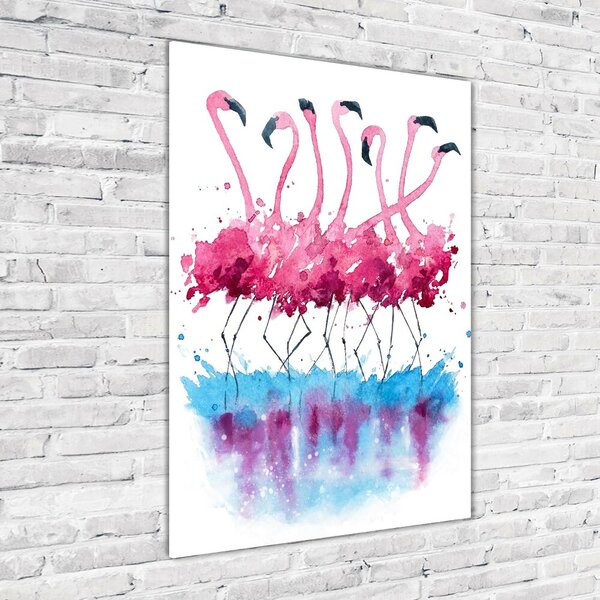 Tablou pe pe sticlă Flamingos