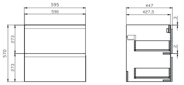 Cersanit Moduo dulap 59.5x44.7x57 cm sub chiuveta pe perete gri S929-009
