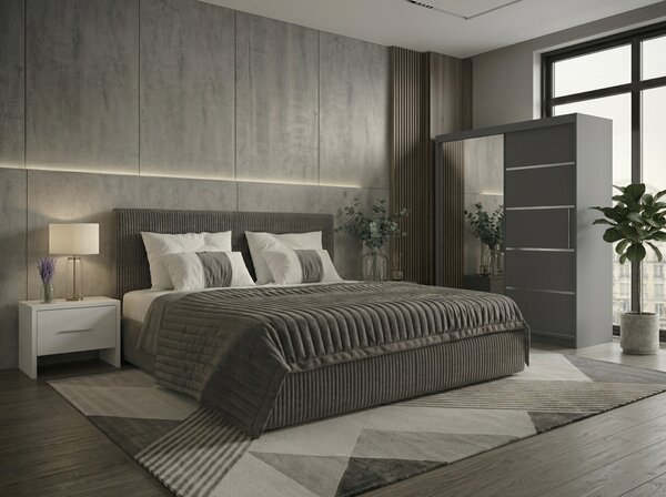 Set dormitor Malibu Gri cu dulap Atlantic 150 cm Gri