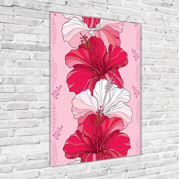 Tablou pe pe sticlă hibiscus