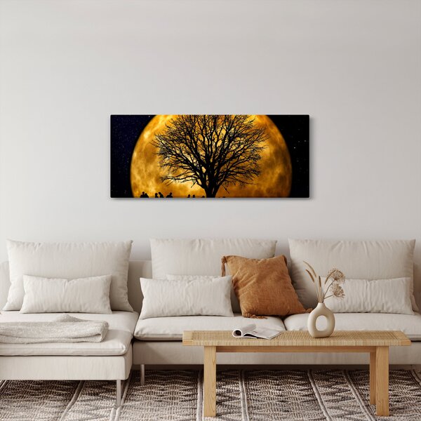 Tablou cu luna și siluete (120x50 cm)