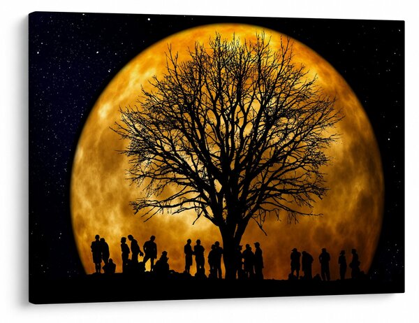 Tablou cu luna și siluete (70x50 cm)