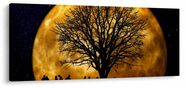 Tablou cu luna și siluete (120x50 cm)