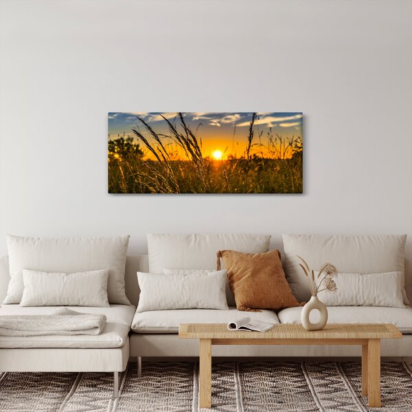Tablou cu câmp în apus de soare (120x50 cm)
