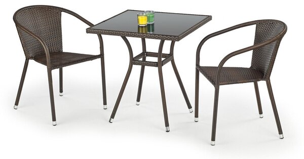 Masă de exterior Houston 241, Negru, Maro închis, Lozie din plastic, 74x70x70cm, 11 kg