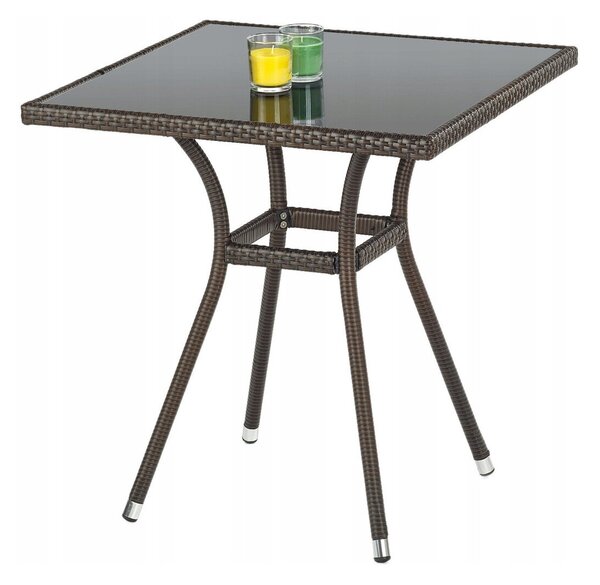 Masă de exterior Houston 241, Negru, Maro închis, Lozie din plastic, 74x70x70cm, 11 kg