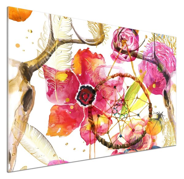 Panou perete bucătărie model floral