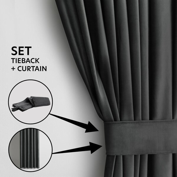 Draperie gri dimout (semi-opacă) din catifea 140x270 cm – Restilo