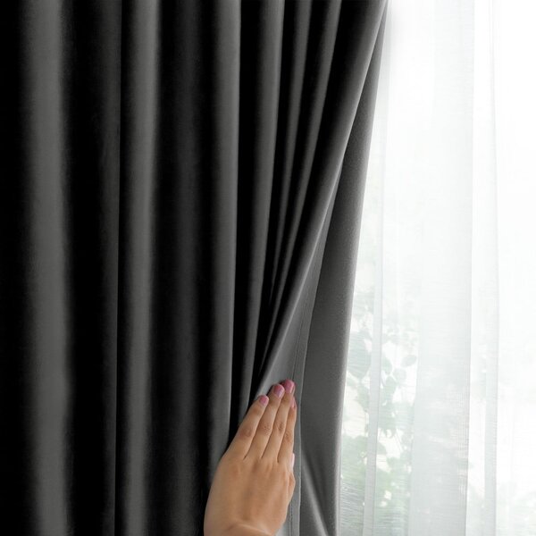 Draperie gri dimout (semi-opacă) din catifea 140x270 cm – Restilo