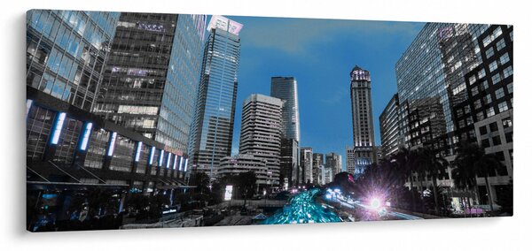 Tablou cu oraș nocturn (120x50 cm)