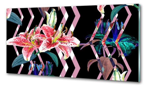 Panou sticlă decorativa bucătărie crin tropical