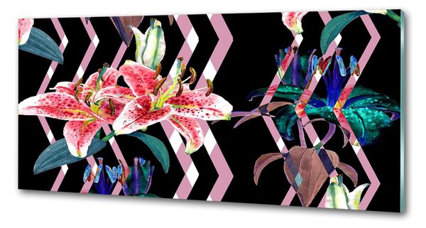 Panou sticlă decorativa bucătărie crin tropical
