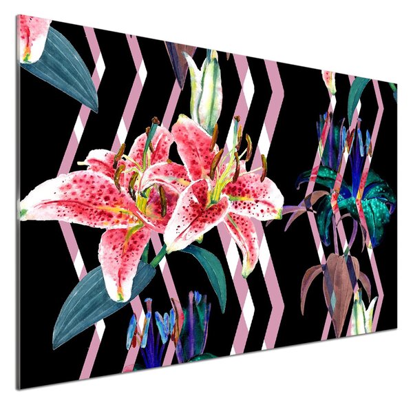 Panou sticlă decorativa bucătărie crin tropical