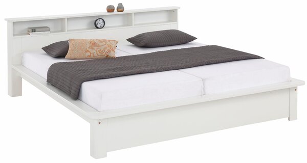 Pat cu somiera Kero alb 180/200 cm, lemn masiv