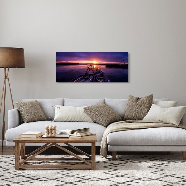 Tablou cu barci pescărești în port (120x50 cm)