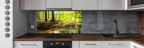 Panou sticla securizata bucatarie Soare pădure raze