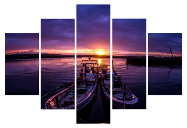 Tablou cu barci pescărești în port (150x105 cm)