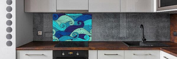 Sticlă bucătărie valuri abstracte