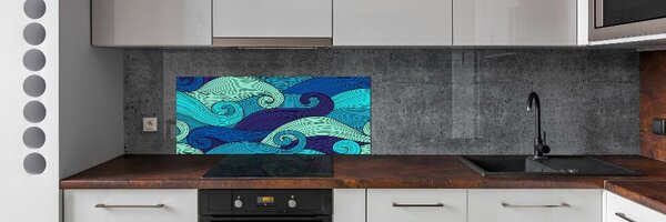Sticlă bucătărie valuri abstracte