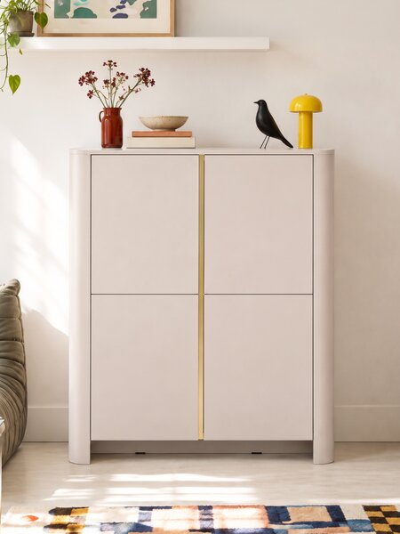 Comodă înaltă Sorrenti 103 cm - cashmere / auriu