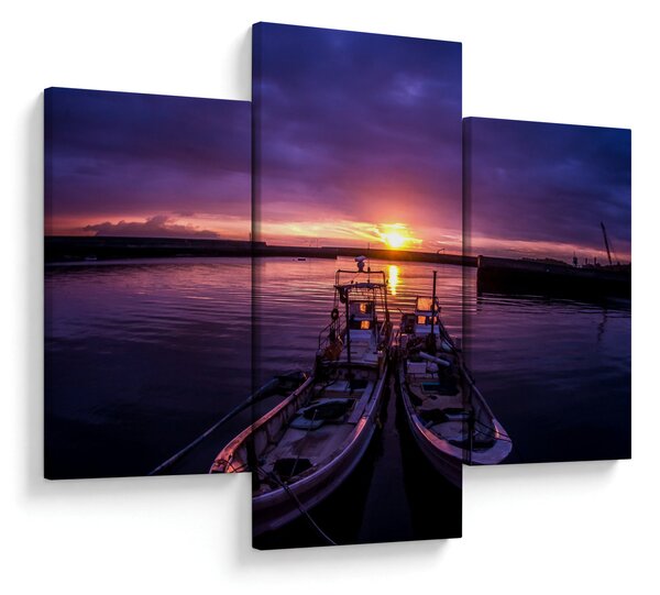 Tablou cu barci pescărești în port (90x60 cm)