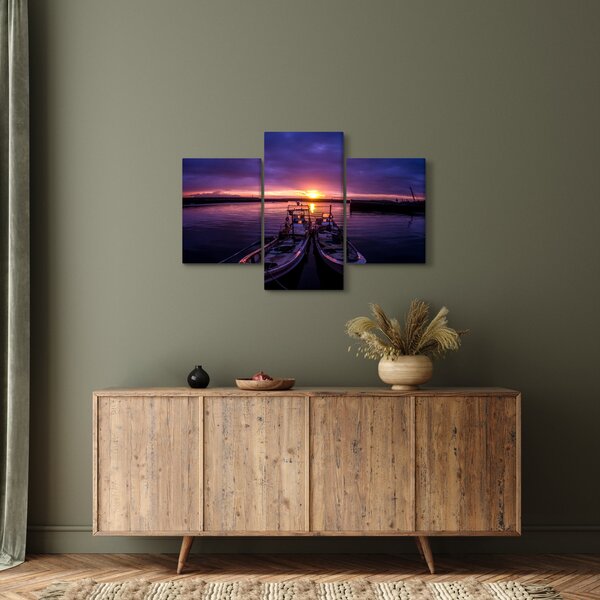 Tablou cu barci pescărești în port (90x60 cm)