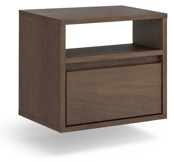 Noptieră suspendată Zolia 40 cm cu sertar - nuc elegant