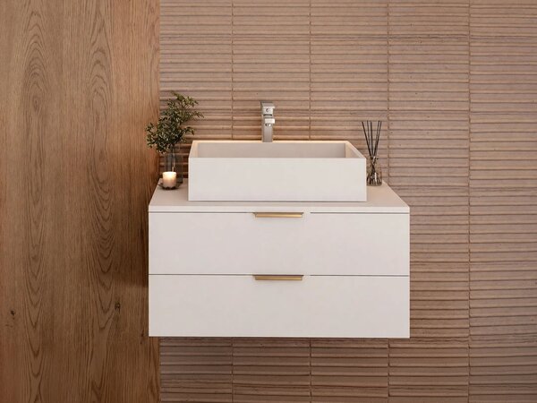 Cabinet atârnat pentru baie Comfivo 600, Alb, Auriu, PAL laminat, 40x81x46cm, 38 kg