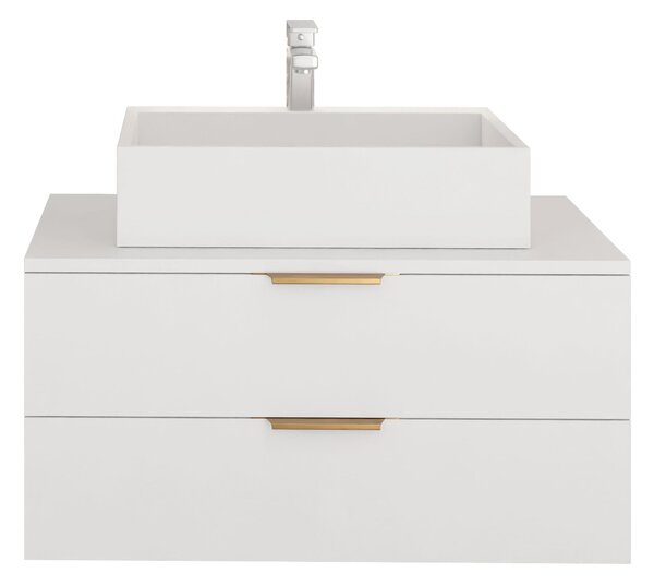 Cabinet atârnat pentru baie Comfivo 600, Alb, Auriu, PAL laminat, 40x81x46cm, 38 kg