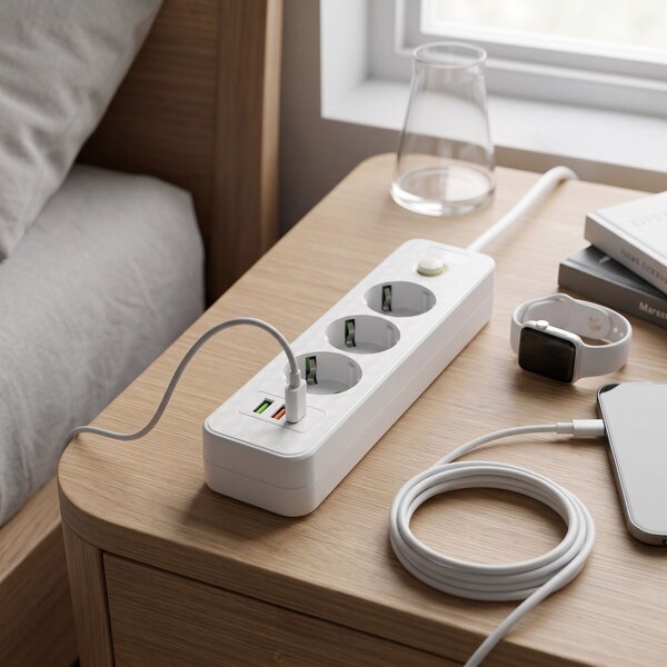 Prelungitor Multipriză 3 prize + 2x USB-A + USB-C JNH020-3A White