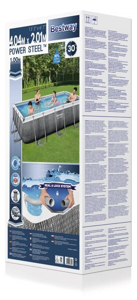Power Steel 404x201x100 Imitare ratan 13x6FT BESTWAY 6in1 Rack Pool + pompă + scară