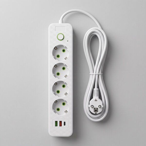 Prelungitor Multipriză 4 prize + 2x USB-A + USB-C JNH021-4A White
