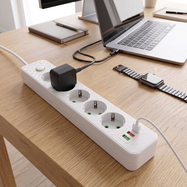 Prelungitor Multipriză 5 prize + 2x USB-A + USB-C JNH022-5A White