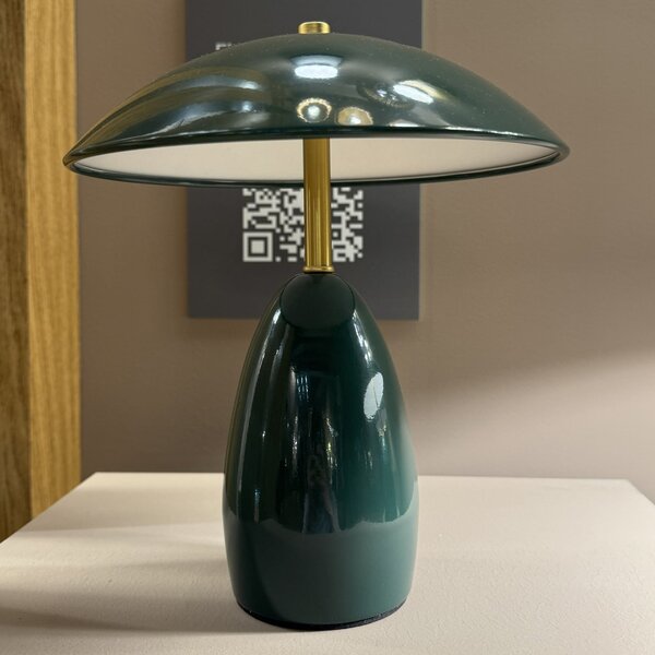 Elstead Lampă de masă cu LED și baterie Poppy, verde, înălțime 27 cm, metal, dimabil, reglabil, Verde, Camera de zi / sufragerie, Aluminiu, Vintage