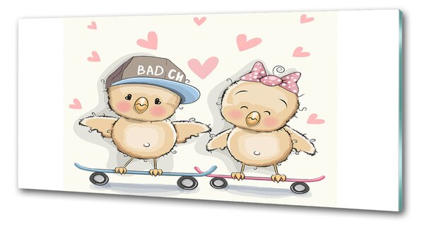 Panou sticla securizata bucatarie Păsări pe un skateboard