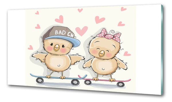 Panou sticla securizata bucatarie Păsări pe un skateboard