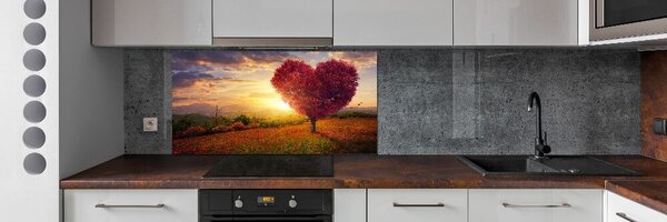 Panou sticlă bucătărie Copac caseta de inimă