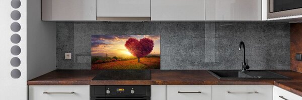 Panou sticlă bucătărie Copac caseta de inimă