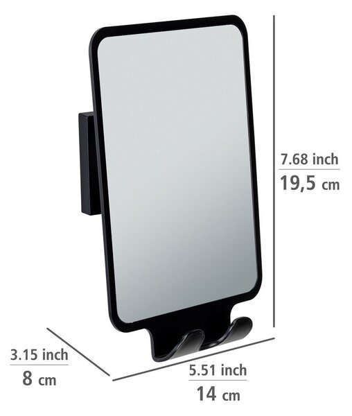 Oglindă cosmetică cu cuier 14x19.5 cm Quadro Black – Wenko
